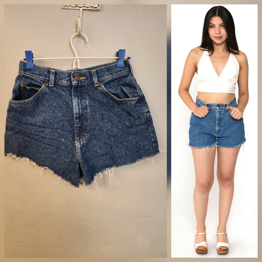 Vintage 1970s 1980s High Rise Riders Jeans Cut Off Shorts
